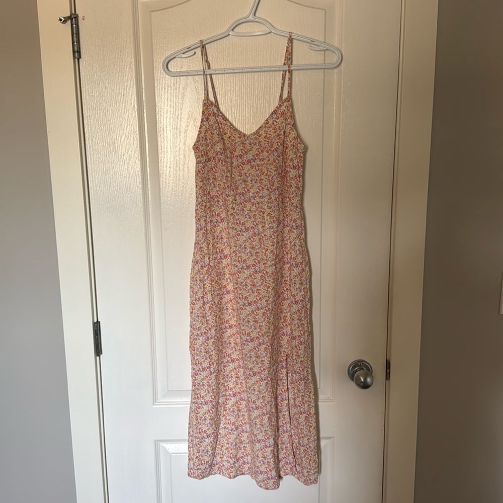 Harlow Floral Midi Dress - Red and Yellow